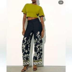 ZARA PRINTED WIDE LEG PANTS